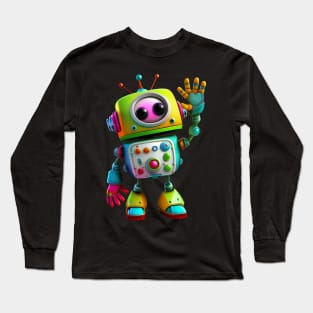 Cute Friendly Robot for Kids and Adults Long Sleeve T-Shirt